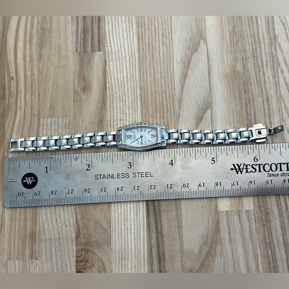 Citizen Eco-Drive Ladies Watch Silhouette Genuine Diamond, Pearl Dial Blue Hands - Picture 12 of 12